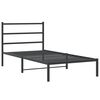 vidaXL Metal Bed Frame without Mattress with Headboard Black 39.4"x74.8"