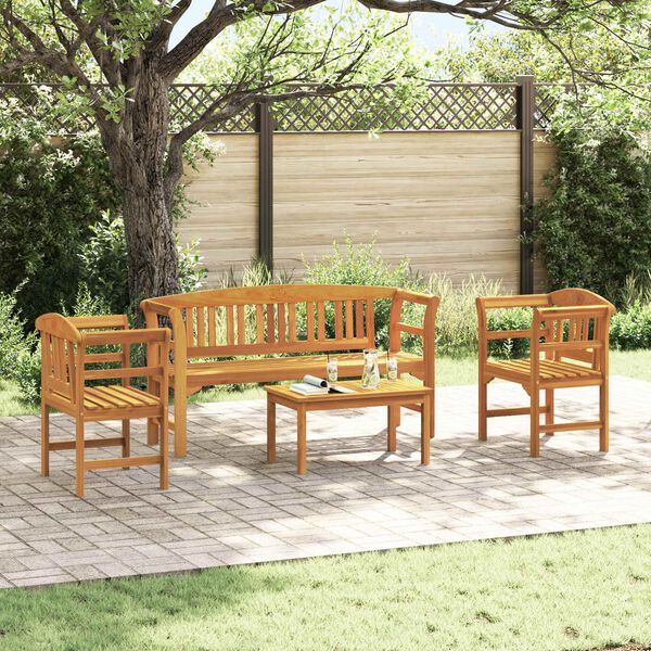 vidaXL Garden Rose Lounge Set 4 pcs Natural Solid Acacia Wood