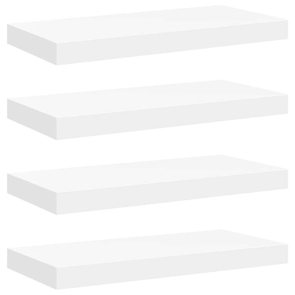 vidaXL Wall Shelf Set of 4 White Honeycomb MDF, Metal Medium