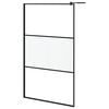 vidaXL Walk-in Shower Wall with Shelf Black 45.3"x76.8" ESG Glass&Aluminum
