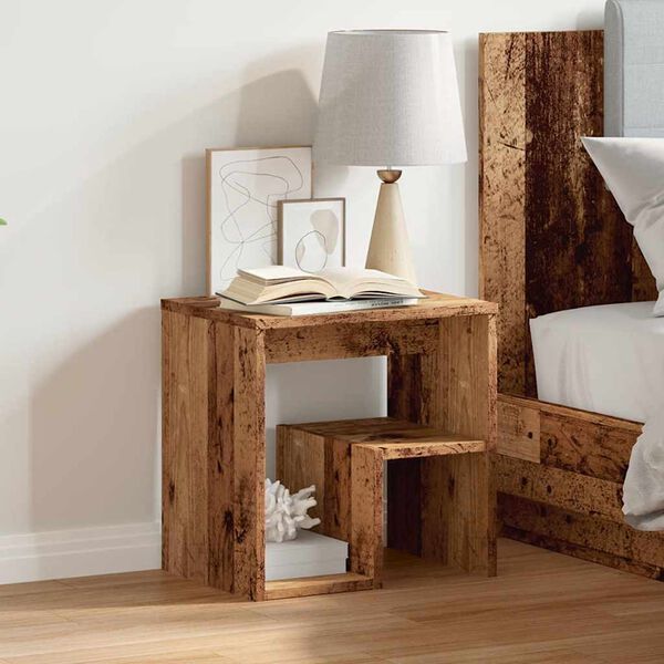 vidaXL Bedside Cabinet Old wood Engineered wood 15.7x11.8x15.7 in