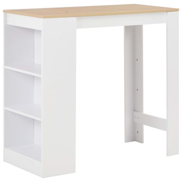 vidaXL Bar Table White with natural top Engineered wood Standard