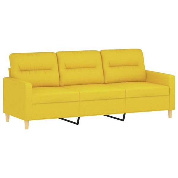 vidaXL 3-seater Sofa Light Yellow Fabric (100% polyester), metal 3-Seater