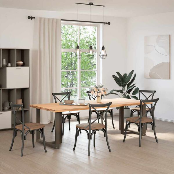 vidaXL Dining Table Legs T-Shaped&nbsp;2 pcs Natural Steel 27.6 x 13.8 x (28.3-28.7) " Steel