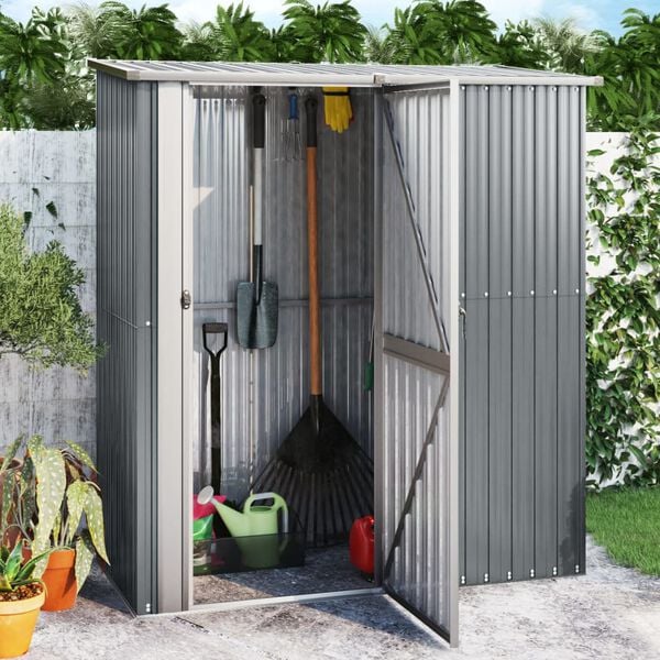 vidaXL Garden Shed Grey Galvanized Steel Large Garden Shed Rectangular