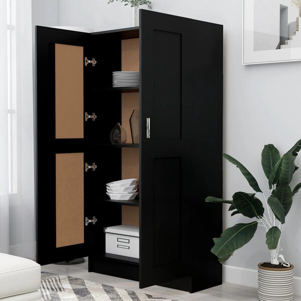 vidaXL Book Cabinet Black Engineered wood, MDF 59.1 in tall, 32.5 in wide