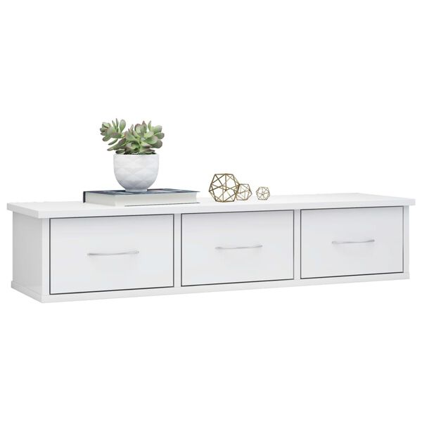 vidaXL Drawer Shelf High gloss white Engineered wood Medium