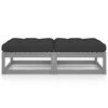 vidaXL Footstool Grey Solid pine wood, fabric (100% polyester)