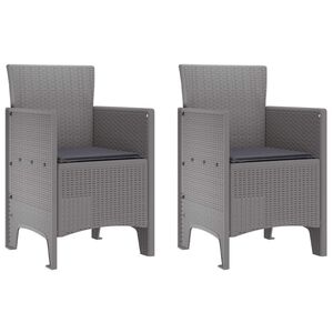 vidaXL Garden Chair 2 pcs Light gray 53 x 49 x 85 cm PP
