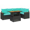 vidaXL 6 Piece Patio Sofa Set with Cushions Black Poly Rattan
