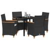 vidaXL Garden Dining Set 5 pcs Black poly rattan