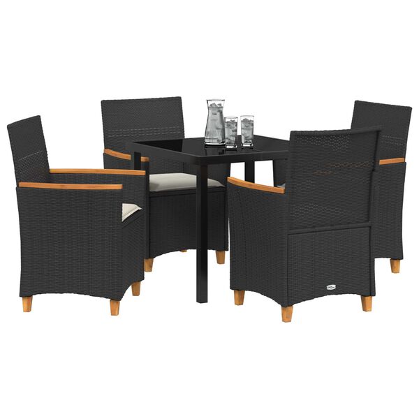 vidaXL Garden Dining Set 5 pcs Black poly rattan
