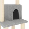 vidaXL Cat Tree Light Grey Engineered wood, plush, sisal Medium Cat Tree