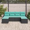vidaXL Garden Sofa Set 6 pcs Black and Turquoise Poly Rattan
