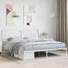 vidaXL Bed Frame White Powder-Coated Steel Queen Modern Bed Frame
