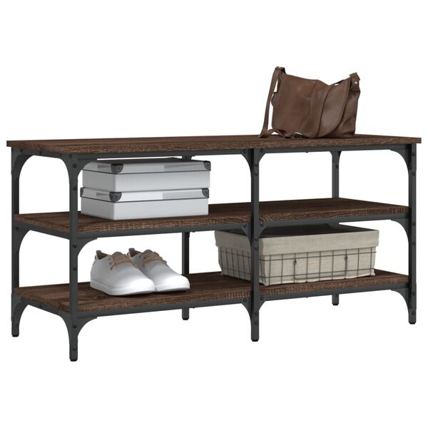 vidaXL Shoe Bench Brown Oak Engineered wood, metal Adjustable Feet