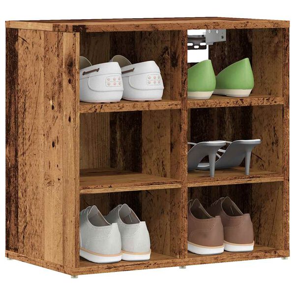 vidaXL Shoe Cabinet Set of 2 Old wood Engineered wood Medium Storage