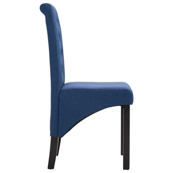 vidaXL Dining Chair Set of 4 Blue Fabric and Rubber wood Medium