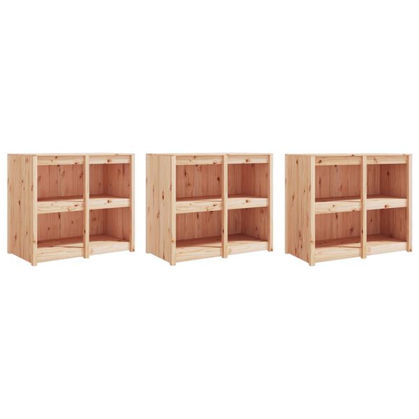 vidaXL Outdoor Kitchen Cabinet Set of 3 Pine Solid Pine Wood Large