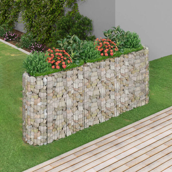 vidaXL Gabion Raised Bed Silver Galvanized iron Large Durable