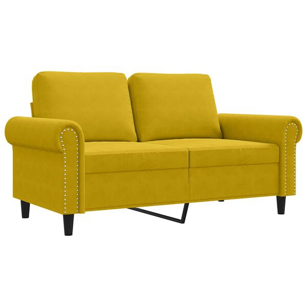 vidaXL 2-seater Sofa Yellow Velvet (100% polyester), metal, foam