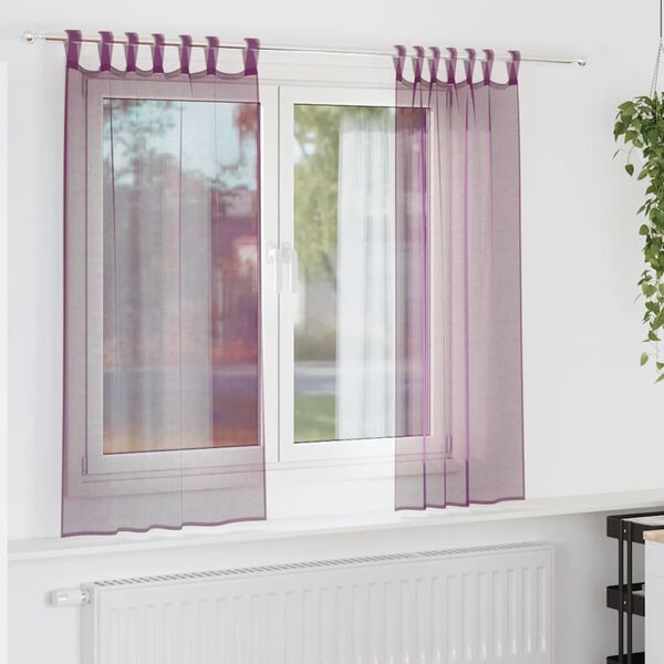 vidaXL Voile Curtains with Loops 2 pcs Purple 55.1x68.9"
