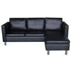 vidaXL Sectional Sofa 3-Seater Artificial Leather Black
