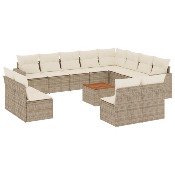 vidaXL Garden Sofa Set Beige PE Rattan Modular Garden Sofa Set