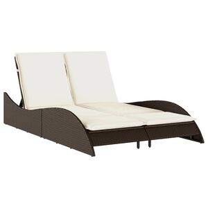 vidaXL Patio Sun Lounger Brown with cream cushions