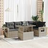 vidaXL Garden Sofa Set Light Grey Poly Rattan Large Adjustable Armrests