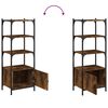 vidaXL Bookcase Smoked Oak Engineered wood, Metal 3-Tier Adjustable Feet