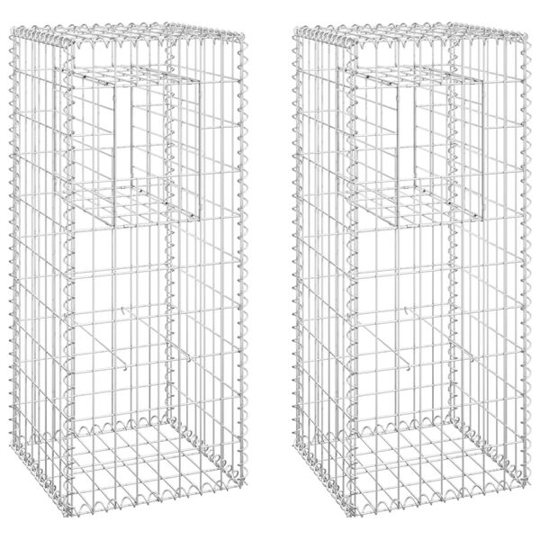 vidaXL Gabion Basket Posts 2 pcs 15.7"x15.7"x39.4" Iron