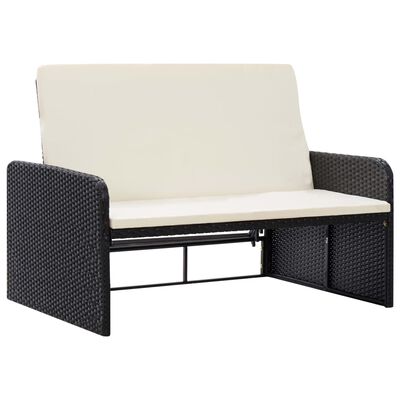 vidaXL 2 Piece Patio Lounge Set with Cushions Poly Rattan Black