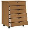 vidaXL Rolling Cabinet Honey brown Solid pine wood Medium