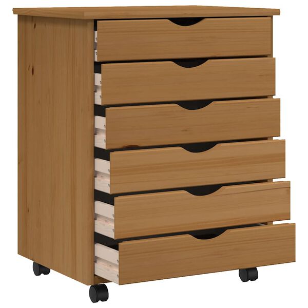 vidaXL Rolling Cabinet Honey brown Solid pine wood Medium