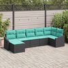 vidaXL Garden Sofa Set with Cushion 7 pcs Black and turquoise