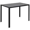vidaXL Table Black and White Tempered Glass, Iron, Artificial Leather