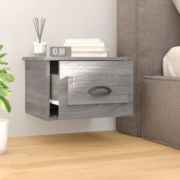 vidaXL Wall-mounted Bedside Cabinet Grey Sonoma Engineered wood