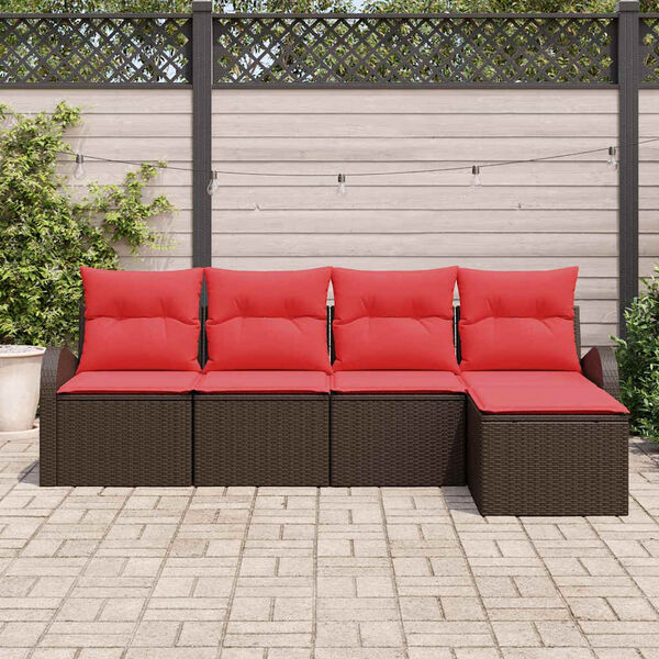 vidaXL Garden Sofa Set 5 pcs Brown Poly Rattan