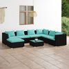 vidaXL Garden Lounge Set Black, Water blue