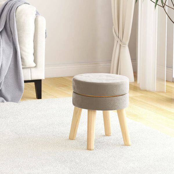 vidaXL Ottoman Dark grey Velvet, wood Compact and space-saving Modern