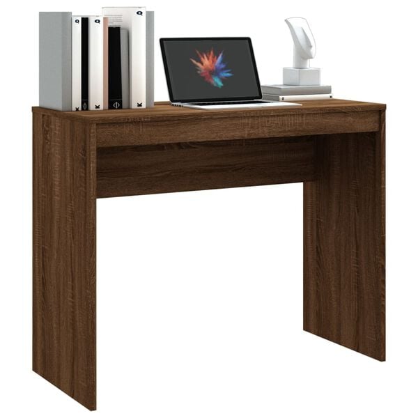 vidaXL Desk Brown oak Engineered wood Small Modern Desk Rectangular