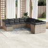 vidaXL Garden Sofa Set Grey PE Rattan, Polyester, Powder-Coated Steel