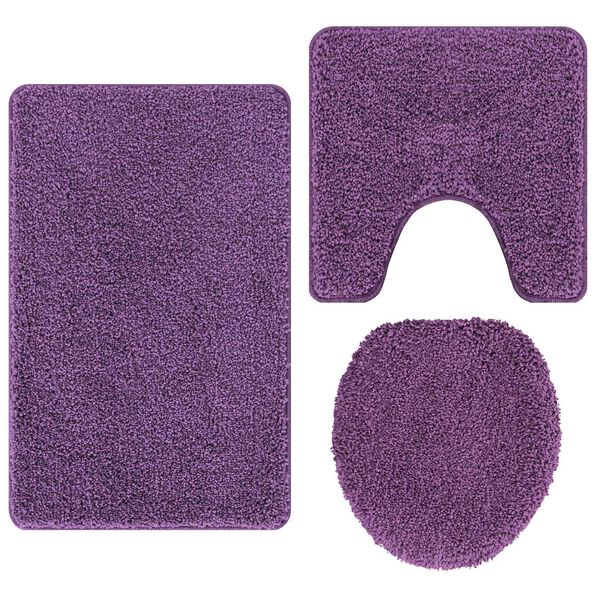 vidaXL Anti-slip Bath Mat Set 3 pcs Purple PP