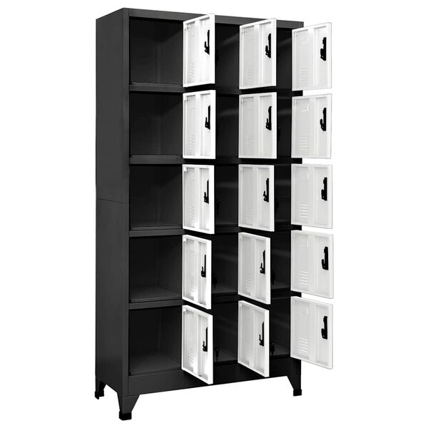 vidaXL Locker Cabinet Anthracite and White Steel Large