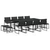 vidaXL 13 Piece Patio Dining Set with Cushions Black Textilene