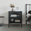 vidaXL Nightstand Black Powder-coated steel, fluted glass