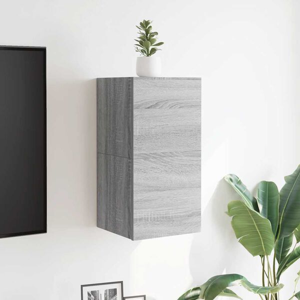vidaXL Wall Mounted TV Cabinet Set of 2 Gray Sonoma Engineered wood