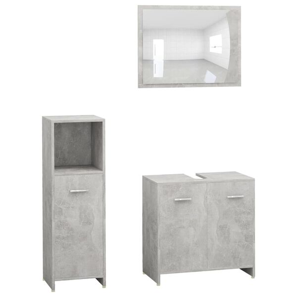 vidaXL Bathroom Furniture Set Concrete Grey Engineered Wood Medium