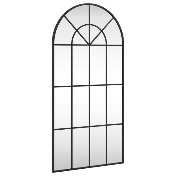 vidaXL Wall Mirror Black Glass and Powder-Coated Iron 19.7 x 39.4 in